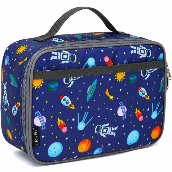 Picture of FlowFly Kids Lunch box Insulated Soft Bag Mini Cooler Back to School Thermal Meal Tote Kit for Girls, Boys, Astronaut