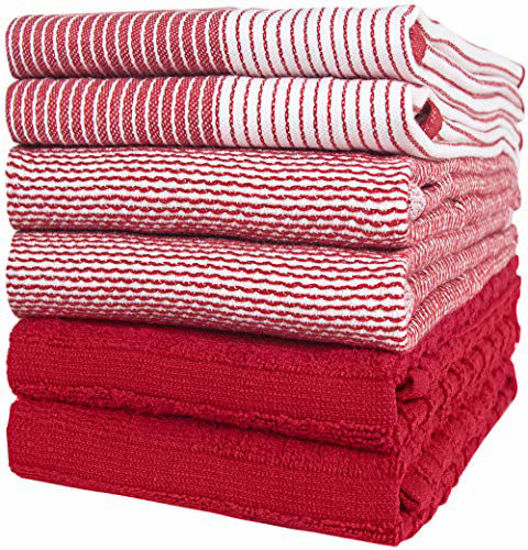 GetUSCart- Premium Kitchen Towels (20”x 28”, 6 Pack), Large Cotton Kitchen  Hand Towels, Dish Towels, Flat & Terry Towel, Kitchen Towels, Highly  Absorbent Tea Towels Set with Hanging Loop