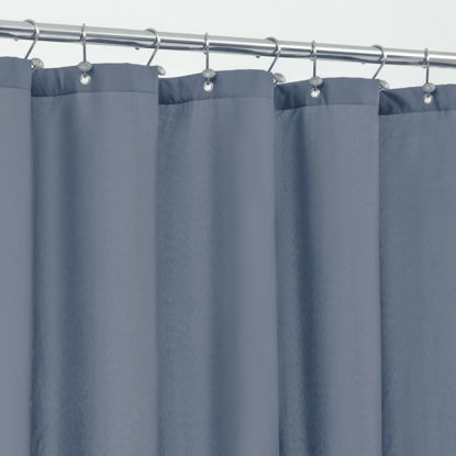 Picture of ALYVIA SPRING Blue Fabric Shower Curtain Liner Waterproof - Soft & Light-Weight Cloth Shower Liner with 3 Magnets, Hotel Quality & Machine Washable - Standard Size 72x72, Stone Blue