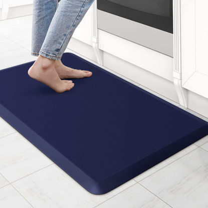 Picture of KitchenClouds Kitchen Mat Cushioned Anti Fatigue Rug 17.3"x28" Waterproof Non Slip Standing Desk Mat Comfort Floor Mats for Kitchen House Sink Office (Blue)
