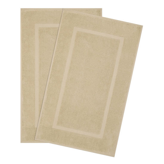 Picture of Cotton Paradise Bath Mats for Bathroom, 2 Packed 20x34 inch 100% Cotton Bath Mat Rugs for Bathroom, Soft Absorbent Machine Washable, Beige Towel Bath Mat