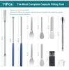 Picture of 11 Piece Capsule Filling Machine Kit for Pill Filler - Micro lab Spoons Spatula Tool for Gel Capsules Empty Quickly Fill Tray with Herb Powder Tamper Tools All Sizes # 000 00 0 1 2 3 4 5
