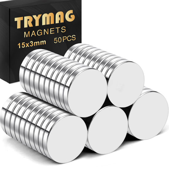 GetUSCart- TRYMAG 50Pcs Super Strong Neodymium Magnets, 15 x 3mm