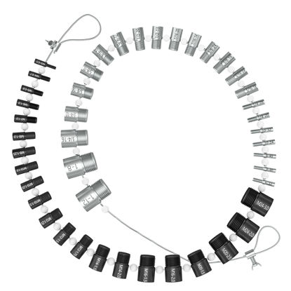 Picture of [Patent]CKE Upgraded Nut & Bolt Thread Checker (Inch & Metric) Detachable Wire Loop Design - 44 Male/Female Gauges - Inch & Metric Detachable Nut and Bolt Thread Size Checker Identifier Gauges