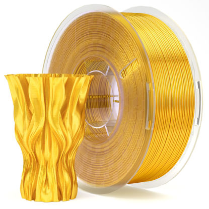 Picture of ELEGOO Silk PLA Filament 1.75mm Shiny Gold 1KG, 3D Printer Filament Dimensional Accuracy +/- 0.02mm, 1kg Plastic Spool(2.2lbs) 3D Printing Filament Fits for Most FDM 3D Printers