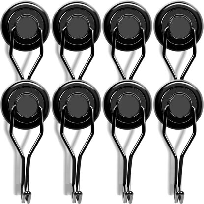 Picture of LOVIMAG 110LBS Magnetic Hooks Heavy Duty, Black Swivel Swing Magnet Hooks Strong Magnetic Hooks, Magnetic Hooks Cruise for Hanging, Grill, Refrigerator, Ceiling, Kitchen, Locker, Garage-8 Pack