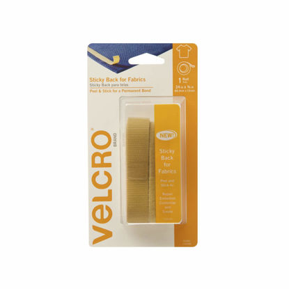 Picture of VELCRO Brand for Fabrics | Permanent Sticky Back Fabric Tape for Alterations and Hemming | Peel and Stick - No Sewing, Gluing, or Ironing | Cut-to-Length Roll, 24 in x 3/4 in, Beige