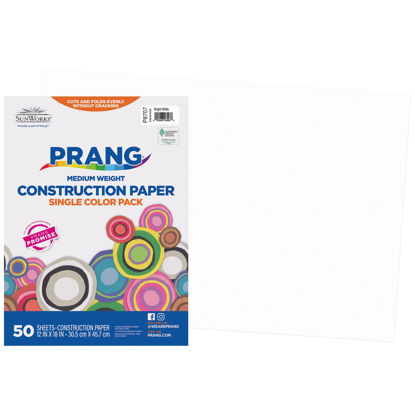 Picture of Prang (Formerly SunWorks) Construction Paper, Bright White, 12" x 18", 50 Sheets