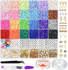 Picture of Gionlion 6000 Pcs Clay Beads for Bracelet Making, 24 Colors Flat Round Polymer Clay Beads 6mm Spacer Heishi Beads with Pendant Charms Kit and Elastic Strings for Jewelry Making Kit Bracelets Necklace