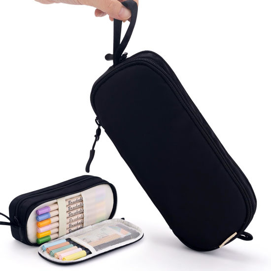 GetUSCart EASTHILL Small Pencil Case with Handle Pen Pouch School Supplies Soft Pencil bag for Teen Girls Black