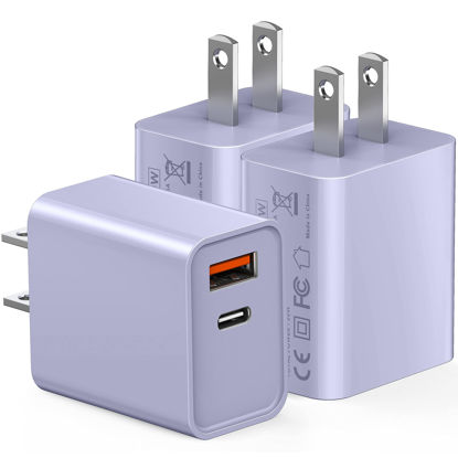 Picture of 3Pieces USB C Wall Charger for iPhone 13/13 Mini/13 Pro Max/12/12 Pro/12 Pro Max Cube, 20W PD Type C Quick Power Adapter USBC Block Box Plug for Samsung S21 S20 Note 20 Fold3 Z Flip3 UBS-C Plug
