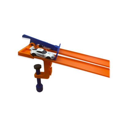 Picture of 2 Lane Clamp w Start Gate (Compatible with Hot Wheels Cars and Track) (Blue/Orange)