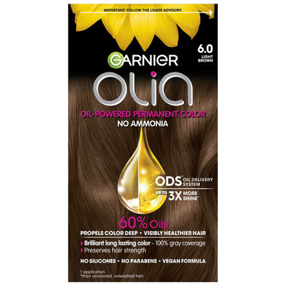 Picture of Garnier Hair Color Olia Ammonia-Free Brilliant Color Oil-Rich Permanent Hair Dye, 6.0 Light Brown, 1 Count (Packaging May Vary)