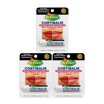 Picture of Dr. Dan's Cortibalm- 3 Pack - for Dry Cracked Lips - Healing Lip Balm for Severely Chapped Lips - Designed for Men, Women and Children