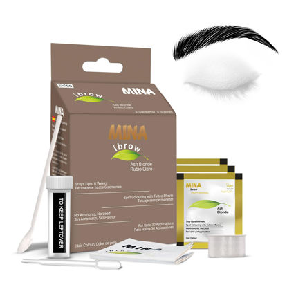 Picture of Mina ibrow Hair Color Ash Blond|Long Lasting Natural Spot coloring and Hair Tinting Powder, Water and Smudge Proof | No Ammonia, No Lead with 100% Gray Converge Upto 30 Application|Vegan and Cruelty free