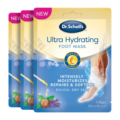 Picture of Dr. Scholl's Dry, Cracked Skin Ultra Hydrating Foot Mask 3 Pk, Intensely Moisturizes, Repairs, Softens Rough Dry Skin on Feet with Urea & Essential Oils, Foot Care, Disposable Foot Moisturizing Socks
