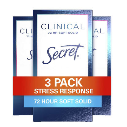 Picture of Secret Clinical Strength Antiperspirant and Deodorant Women, Soft Solid Stress Response, 72 Hr Sweat Protection, 1.6 oz (Pack of 3)