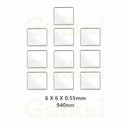 Picture of Gzikai 10pcs/1 Lot 6mm×6mm×0.55mm 940nm IR Infrared Narrow Bandpass Filter Optical Glass FWHM NBF940 for Camera Lense and Face Recognition