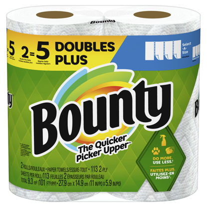 Picture of Bounty Select-A-Size Paper Towels, White, 2 Double Plus Rolls = 5 Regular Rolls