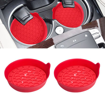 Picture of Amooca Automotive Cup Holders Universal Car Cup Coaster Waterproof Non-Slip Sift-Proof Spill Holder Car Interior Accessories 2 Pack Red