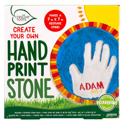 Picture of Creative Roots Handprint Stepping Stone, Includes 7-Inch Ceramic Stepping Stone & 6 Vibrant Paints, Garden Stepping Stone Kit, Paint Your Own Stepping Stone, DIY Stepping Stone for Kids Ages 8+ Red