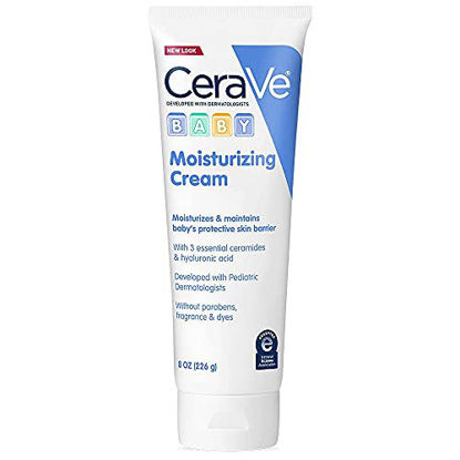 Picture of CeraVe Baby Cream | Gentle Moisturizing Cream with Ceramides | Fragrance, Paraben, Dye & Phthalates Free | Rich & Non-Greasy Feel | Gentle Baby Skin Care | 8 Ounce