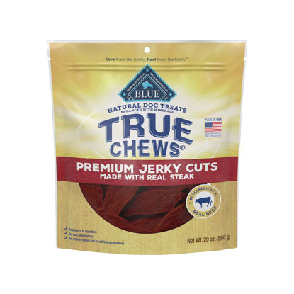 Picture of Blue Buffalo True Chews Premium Jerky Cuts Natural Dog Treats, Steak 20 oz bag