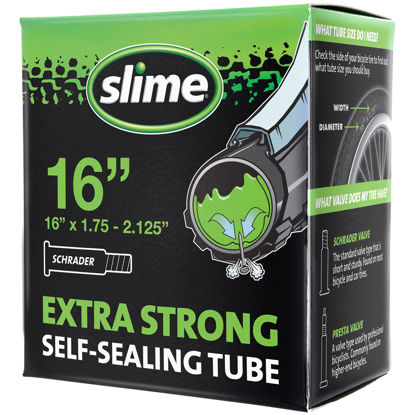 Picture of Slime 30051 Bike Inner Tube with Slime Puncture Sealant, Extra Strong, Self Sealing, Prevent and Repair, Schrader Valve, 16" x 1.75-2.125"