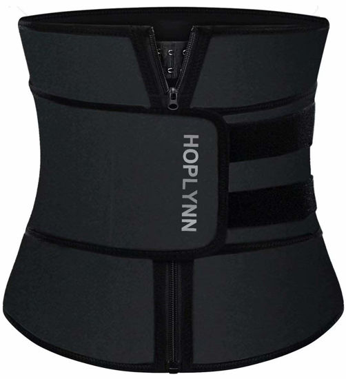 Picture of HOPLYNN Neoprene Sweat Waist Trainer Corset Trimmer Shaper Belt for Women, Workout Plus Size Waist Cincher Stomach Wraps Bands Black XX-Large