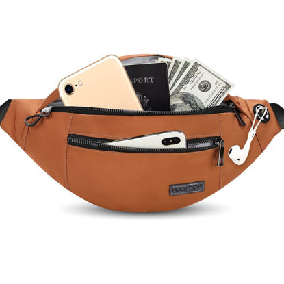 Picture of Large Crossbody Fanny Pack with 4-Zipper Pockets Gifts for Enjoy Sports Yoga Festival Workout Traveling Running Casual Hands-Free Wallets Waist Pack Phone Belt Bag Carrying All Phones