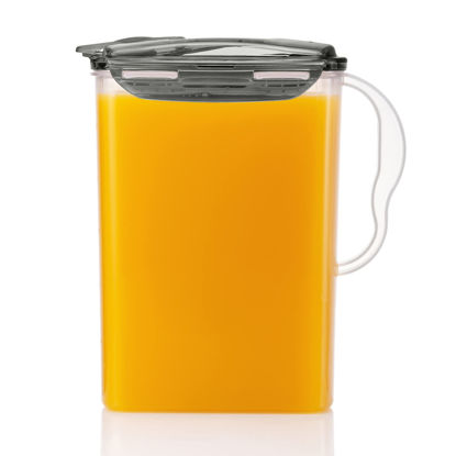 Picture of LocknLock Aqua Fridge Door Water Jug with Handle BPA Free Plastic Pitcher with Flip Top Lid Perfect for Making Teas and Juices, 3 Quarts, Gray