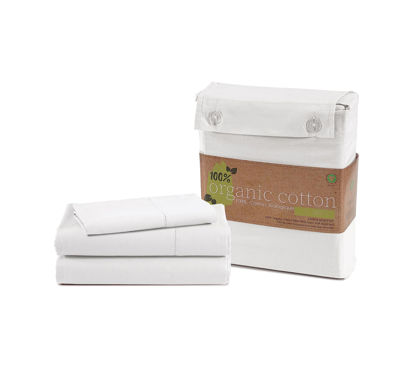 Picture of LANE LINEN 100% Organic Cotton White Twin Sheets Set, 3-Piece Pure Organic Cotton Percale Sheets,Twin Sheets, Ultra Soft Bedding Sheets, Fits Mattress Upto 15" Deep - White