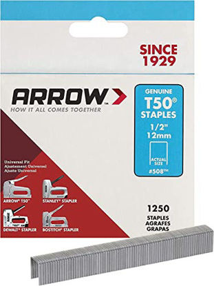 Picture of Arrow 508 Heavy Duty T50 1/2-Inch Staples for Upholstery, Construction, Furniture, Crafts, 1250-Pack