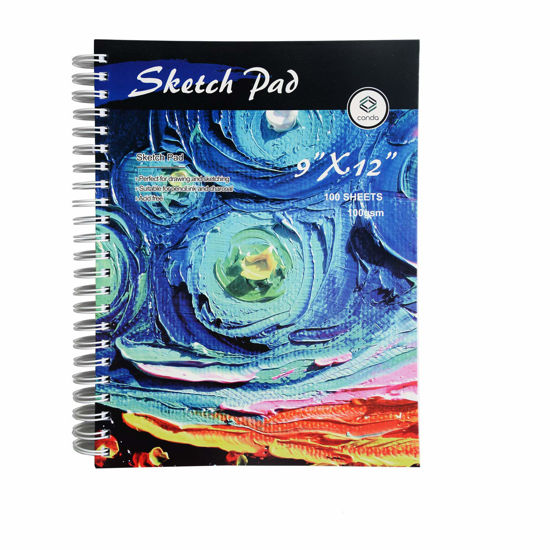 Picture of CONDA 9"x12" Sketch Book, 100 Sheets (68 lb/100gsm), Spiral Bound Artist Sketch Pad, Durable Acid Free Drawing Paper for Drawing Painting, Starry Sky