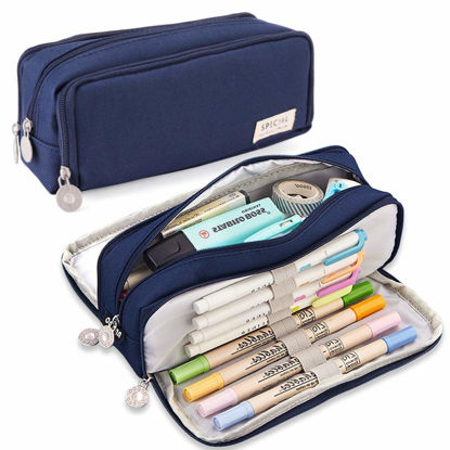 Picture of iSuperb Large Pencil Case 5 Compartments Pencil Pouch Big Capacity Pencil Bag Oxford Storage Pen Bag Cosmetic Makeup Pouch for Women