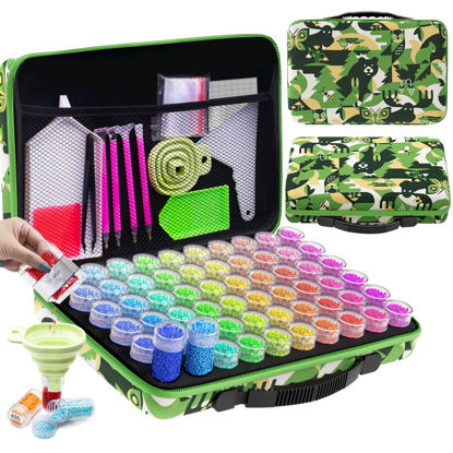 Picture of ARTDOT Diamond Painting Storage Containers, 60 Slots Diamond Painting Kits Accessories and Tools Portable Diamond Painting Organizer Case for 5D Diamond Beads Jewelry Rings (Green)