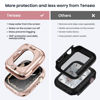 Picture of (2 in 1) Tensea for Waterproof Apple Watch Screen Protector Case SE 2022 Series SE 6 5 4 44mm Accessories, iWatch Protective PC Face Cover Built-in Tempered Glass Film, Front & Back Bumper Women Men