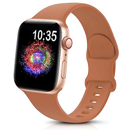 Picture of TreasureMax Sport Band Compatible with Apple Watch Bands 38mm 40mm 41mm 42mm 44mm 45mm 49mm,Soft Silicone Strap Compatible for Apple Watch Serie Ultra 8 7 6 5 4 3 2 1 SE Men Women Brown 42/44/45/49MM