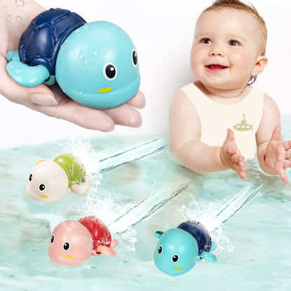 Picture of SEPHIX Bath Toys for Toddlers 1-3, Cute Swimming Turtle Bath Toys for 1 2 Year Old Boy Girl Gifts, Water Pool Toys for Baby Toddler Toys Age 1-4, Wind-up Infant Bathtub Toys, 3 Pack