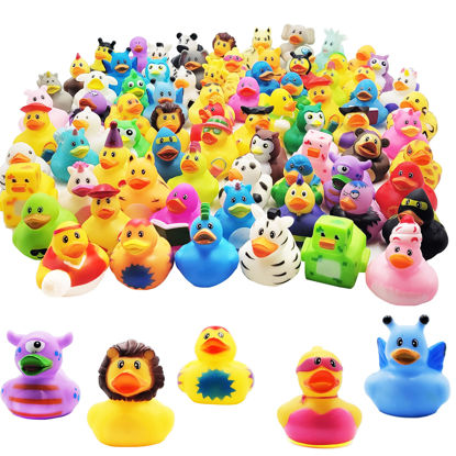 Picture of Assortment Rubber Duck Toy Duckies for Kids, Bath Birthday Gifts Baby Showers Classroom Incentives, Summer Beach and Pool Activity, 2" (50-Pack)