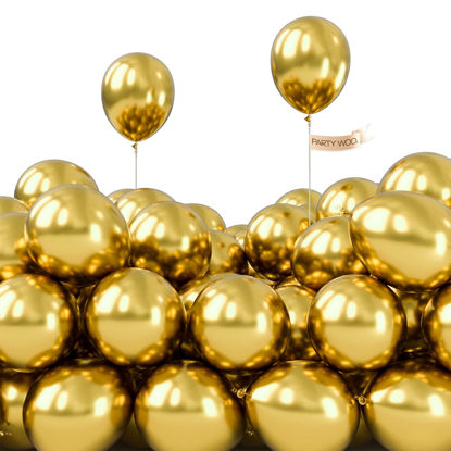 Picture of PartyWoo Metallic Gold Balloons, 50 pcs 5 Inch Gold Metallic Balloons, Metallic Balloons for Balloon Garland Party Decorations, Birthday Decorations, Wedding Decorations, Baby Shower Decorations