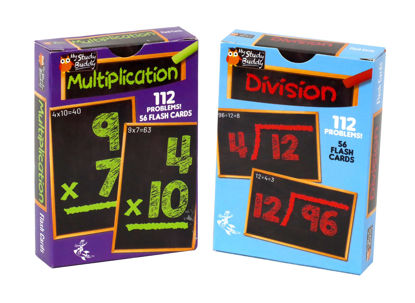 Picture of Regal Games - Two-Pack Math Flash Cards - Multiplication & Division Practice - Bright, Bold Easy to Read - Classroom, Homework, Study Supplement - 56 Cards, 112 Problems Per Pack