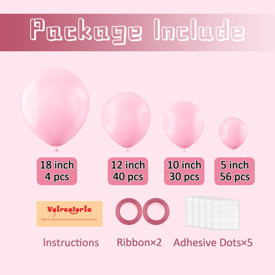 GetUSCart Voircoloria 130pcs Light Pink Balloons Different Sizes 18