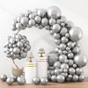 Picture of RUBFAC 129pcs Metallic Silver Balloons Latex Balloons Different Sizes 18 12 10 5 Inches Party Balloon Kit for Birthday Party Graduation Baby Shower Wedding Holiday Easter Decoration