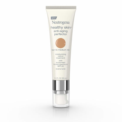Picture of Neutrogena Healthy Skin Anti-Aging Perfector Tinted Facial Moisturizer and Retinol Treatment with Broad Spectrum SPF 20 Sunscreen with Titanium Dioxide, 50 Tan to Medium, 1 fl. oz