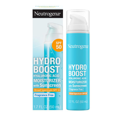 Picture of Neutrogena Hydro Boost Hyaluronic Acid Facial Moisturizer with Broad Spectrum SPF 50 Sunscreen, Daily Water Gel Face Moisturizer to Hydrate & Soothe Dry Skin, Fragrance-Free, 1.7 fl. oz