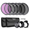 Picture of NEEWER 72mm ND Lens Filter Kit: UV, CPL, FLD, ND2, ND4, ND8, Lens Hood and Lens Cap Compatible with Canon Nikon Sony Panasonic DSLR Cameras with 72mm Lens