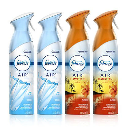 Picture of Febreze Air Freshener and Odor Eliminator Spray, Linen & Sky and Hawaiian Aloha Scents, 8.8oz (Pack of 4)