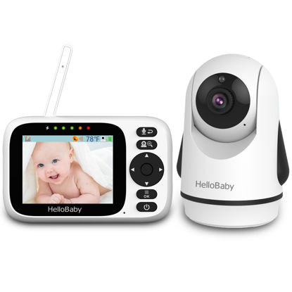  HelloBaby Upgrade Monitor, 5''Sreen with 30-Hour Battery,  Pan-Tilt-Zoom Video Baby Monitor with Camera and Audio, Night Vision, VOX,  2-Way Talk, 8 Lullabies and 1000ft Range No WiFi, Ideal Gifts : Baby