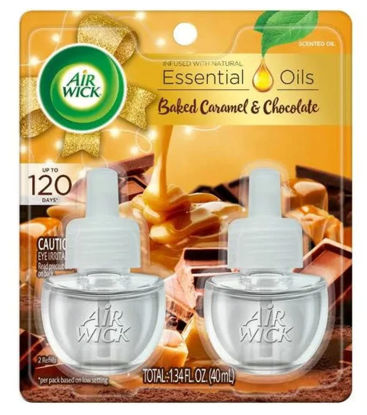 Picture of Air Wick Plug in Scented Oil 2 Refills, Baked Caramel and Chocolate, Essential Oils, Air Freshener Fall Scent, Fall décor